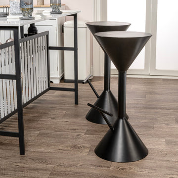 Chronos 29.75" Modern Industrial Iron Hourglass Backless Bar Stool with Foot Rest - JONATHAN Y